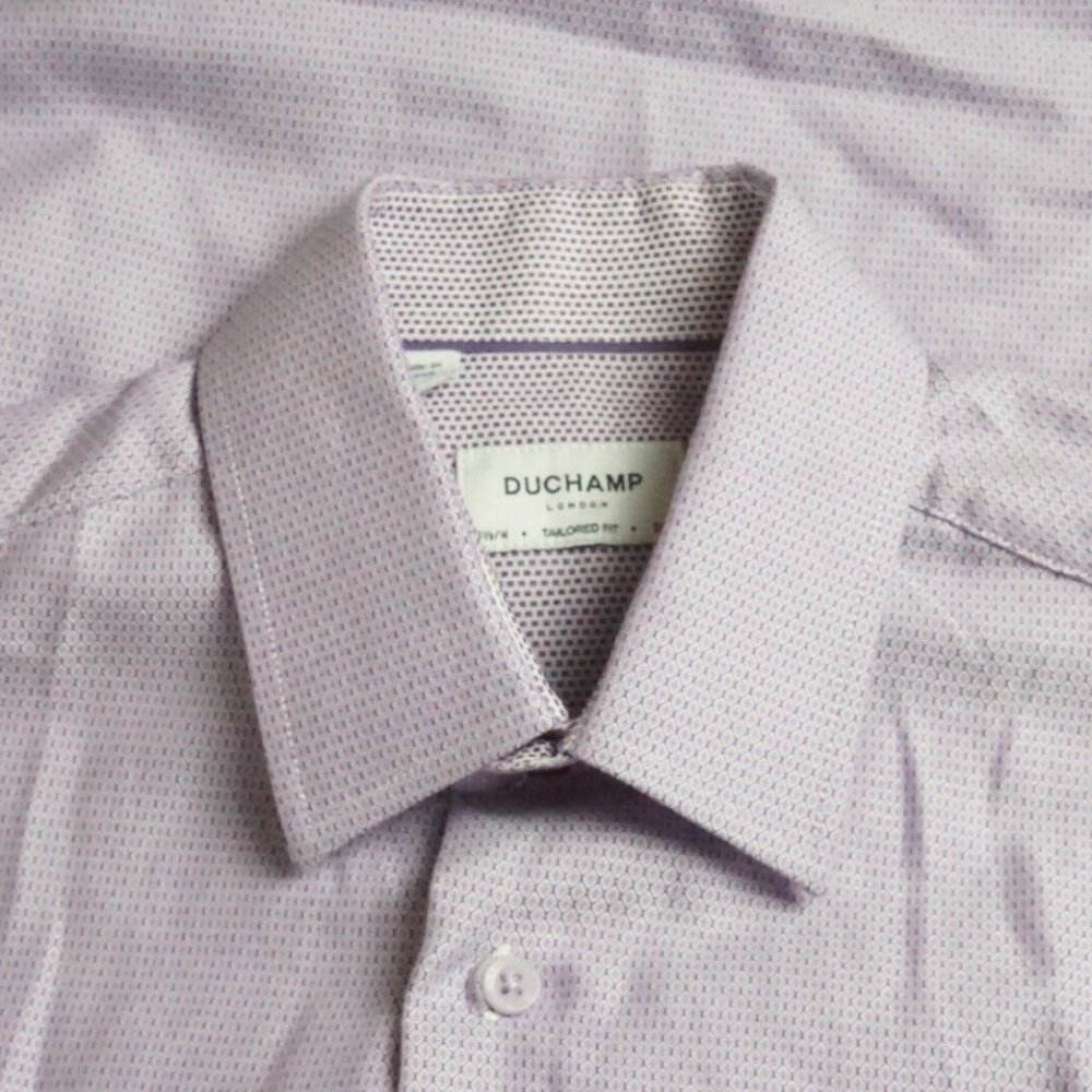 Duchamp Purple Pink Woven Tailored Fit Dress Shirt Sz 15.5 M